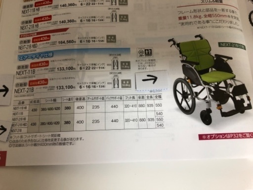 介助式車椅子。ネクストコアシリーズ。NEXT-21B。京都市内配送費