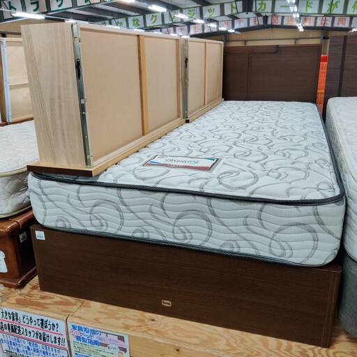 【愛品倶楽部柏店】収納付きシングルベッド 「F:シモンズ 引出×2」「M:シモンズ Beauty rest Regular AB17K01101」