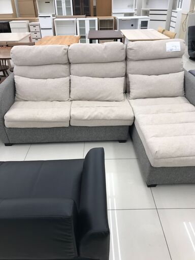 ★ジモティ割あり★  2人掛けソファ＋カウチ ミックス H×D×W クリーニング済み HJ4299