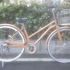 整備済み中古自転車　27インチ　税別￥14.800-　LEDオートライト　外装６段　モカブラウン904