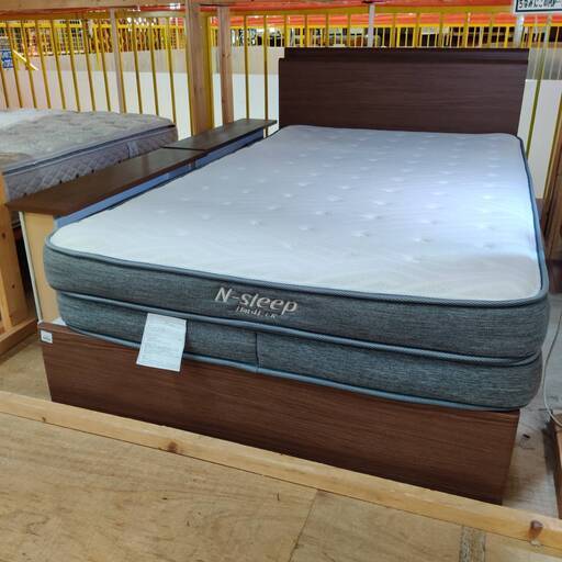 【愛品倶楽部柏店】収納付きセミダブルベッド 「F:ニトリ 引出×2」「M:ニトリ 2層Nスリープ ハードCR」