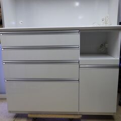 国産 古賀家具工業 キッチンボード オープンルピナス 白木目 配達設置対応 2017年製 食器棚 レンジ台 スライド棚 コンセント3口