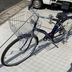 【27インチ自転車】美品❗️6段変速付　前後新品ブリヂストンタイヤ❗️チェーン、前カゴ、鍵新品❗️スペアキーあり　若林自転車　膳所店　SALE中❗️