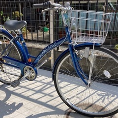 【27インチ自転車】美品❗️6段変速付　前後新品ブリヂストンタイヤ❗️チェーン、前カゴ、鍵新品❗️スペアキーあり　若林自転車　膳所店　SALE中❗️