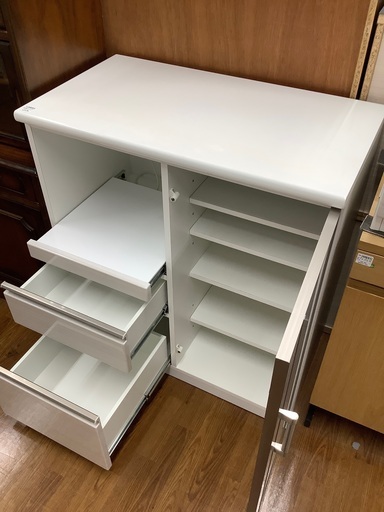 キッチンカウンター ニトリ ホワイト 16,500円 薄型カウンター下収納