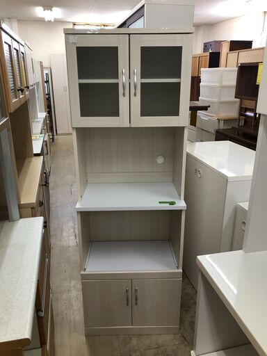 ニトリ NITORI 食器棚 レンジ台 ブリエ キッチンカウンター キッチン収納 キッチンボード 収納棚 北欧 幅約60cm おしゃれ クリーニング済 堺市 石津店 【ジャングルジャングル石津店】