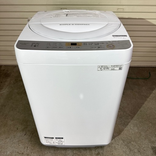SHARP 全自動洗濯機 6kg 19年製 ES-GE6C 洗濯機