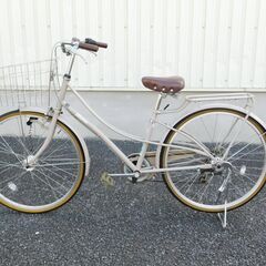 中古自転車多数販売中!　安い自転車は大丈夫？という方　是非ご来店ください!　アサヒサイクル ベレッグ　シティサイクル　26インチ　グレージュ　外装7段　Panasonicオートライト　お買い物に便利!!　売れてます!　早い者勝ち!　外観状態は全体的に極めて良好と思います!　m46