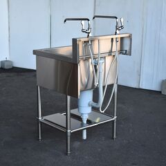 【ヤ取終了11/6】≪zyt1603ジ≫ fujimak/フジマック ステンレス製 1槽シンク 幅60cm 奥行60cm SANEI単水栓2口付属 現状品 業務用/設備/ガレージ/DIY/ガーデニング/小型シンク/FS0660?/中古厨房機器/宮城県仙台市  60720-13