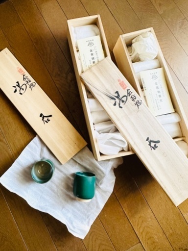 新品 木箱入り 企救焼 お湯呑み 10コ