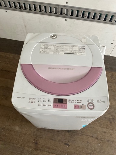 NO 451  福岡市内配送設置無料✨  ES-GE6A-P 全自動洗濯機 ピンク系 [洗濯6.0kg /乾燥機能無 /上開き]