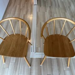 無印良品 MUJI オーク材アームチェア 丸脚 2脚