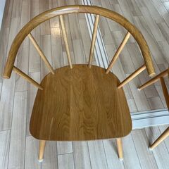 無印良品 MUJI オーク材アームチェア 丸脚 2脚