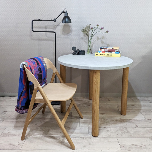 美品 モールテックス｜ラウンド ダイニングテーブル Φ90cm MORTEX天板