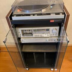 レコードプレイヤー、カセットデッキ、チューナーアンプセット　オーディオラック付き
