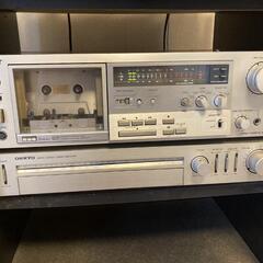 レコードプレイヤー、カセットデッキ、チューナーアンプセット　オーディオラック付き