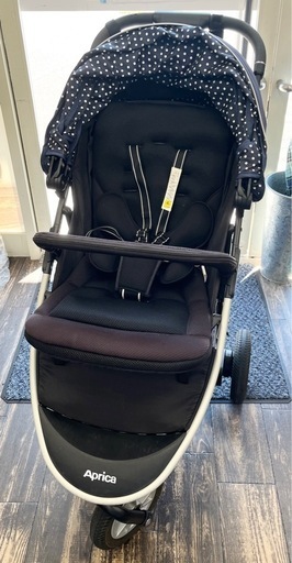 【中古品】アップリカ Aprica 3輪ベビーカー SMOOVE スムーヴ 92625 ネイビードット バギー ノーパンクタイヤ ベビー用品