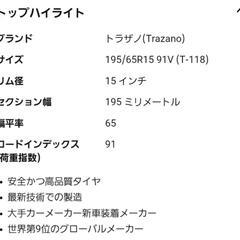 トラザノサマータイヤ 195/65R15 91V (T-118) 【4本セット】