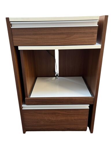 楽天家具 レンジボード ブラウン レンジ台 収納家具 幅56.5×高90×44.5㎝ 美品 直接引取大歓迎‼　地域限定有料配送サービスあり‼