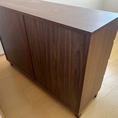 9/6引き取り限定 無印良品 MUJI ワイドチェスト ウォールナット材 天然 