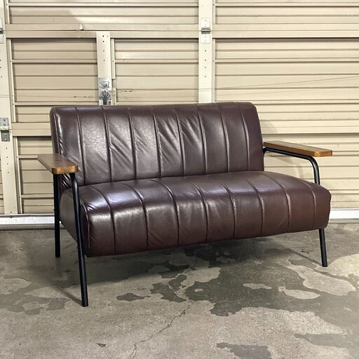 終 ニトリ ソファ 2人掛け 家具 レザー W133xD80xH75cm ブラウン NITORI 24i菊DO