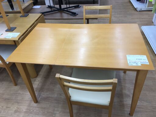 ★ジモティ割あり★  伸縮ダイニングテーブルセット ナチュラル W75-120×D75×H73 クリーニング済み SJ6991