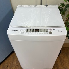 I705 🌈 ジモティー限定価格！ 2022年製の美品！ Hisense 洗濯機 （5.5㎏）ガラストップデザイン♪ ⭐ 動作確認済 ⭐ クリーニング済