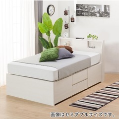 お引渡し先決定 ニトリ美品ダブルベッド引き出し付き大容量ホワイト