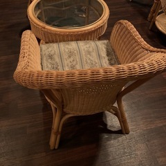 No.1 ラタン ガラステーブル&チェアーセット ハワイアン 椅子