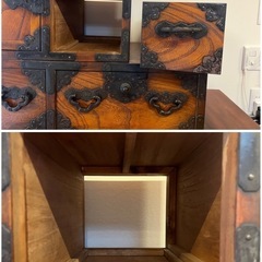 GO-168】階段箪笥 タンス 両面 両側 引き出し 和家具 収納家具 昭和 