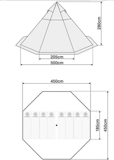 FIELDOOR ワンポールテント グランドシート(435×435)付き