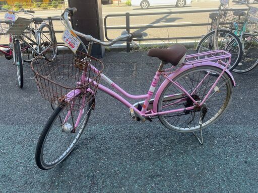 リサイクルショップどりーむ天保山店　No1362　自転車　ピンク　6段ギア付き　LEDオートライト付き