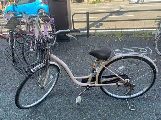 リサイクルショップどりーむ天保山店　No1360　自転車　ママチャリ　ベージュ　26インチ　LEDライト付き