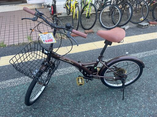 リサイクルショップどりーむ天保山店　No1361　折り畳み自転車　茶色　6段ギア付き　20インチ　美品