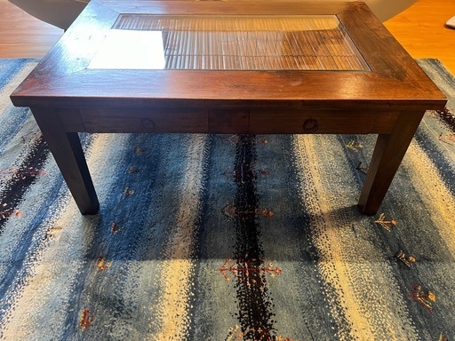 ꧁レトロ家具꧂ガラステーブル リビング センター ロー 机 昭和レトロ GO-174】ローテーブル センターテーブル 木製 ガラス リビング 昭和