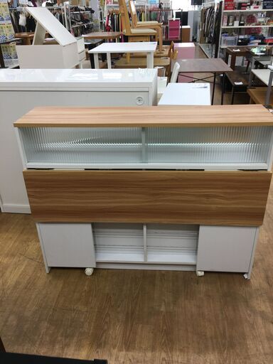 ★ジモティ割あり★  バタフライキッチンカウンター  W121×D32～60×H94 クリーニング済み SJ7003