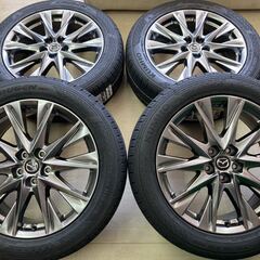 マツダCX-8純正×新品タイヤ◆パウダーコート ハイパーブラック再塗装◆19インチ 7J IS45 5/114.3◆225/55R19 2024年製造◆CX-5 CX-8 ◇再塗装仕上げ済み!! マツダ CX-8 純正 19インチ 114.3/5H TOYO