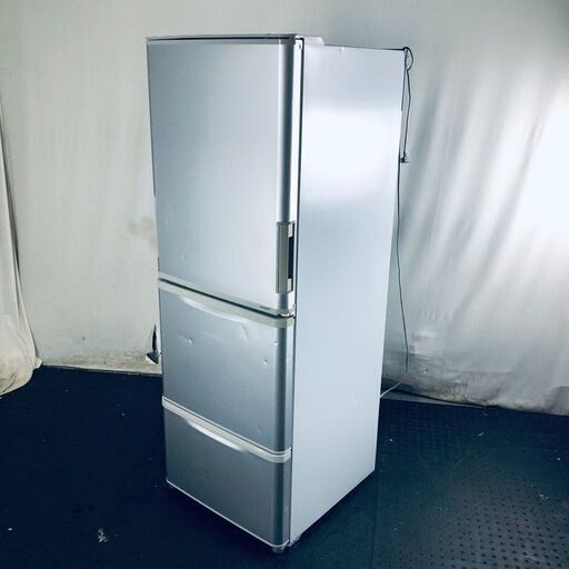 ID:rd24200 【自社配送エリア内限定】シャープ SHARP 冷蔵庫 ファミリー 中古 2018年製 3ドア 350L シルバー ファン式 両方開き SJ-W351D-S  【リユース品：状態C】【送料無料】【設置費用無料】