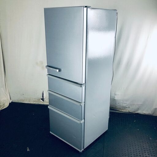 ID:rg219396 【自社配送エリア内限定】アクア AQUA 冷蔵庫 ファミリー 中古 2018年製 4ドア 355L シルバー ファン式 右開き AQR-36G(S)  【リユース品：状態C】【送料無料】【設置費用無料】