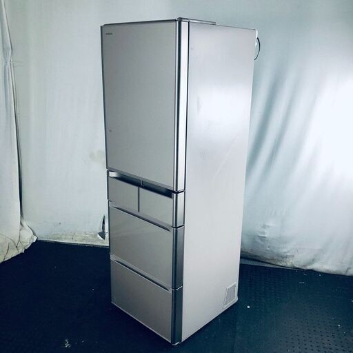ID:rh31132 【自社配送エリア内限定】日立 HITACHI 冷蔵庫 ファミリー 中古 2015年製 5ドア 415L クリスタルシャンパン ファン式 右開き R-S4200E(XN)  【リユース品：状態C】【送料無料】【設置費用無料】