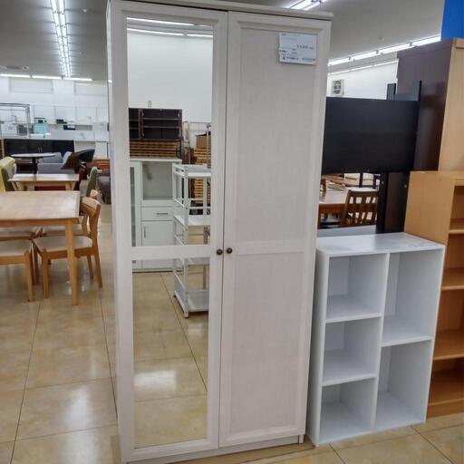 ★ジモティ割あり★  鏡付きシューズボックス ベージュ H180.5×D37.5×W79 クリーニング済み OJ5645