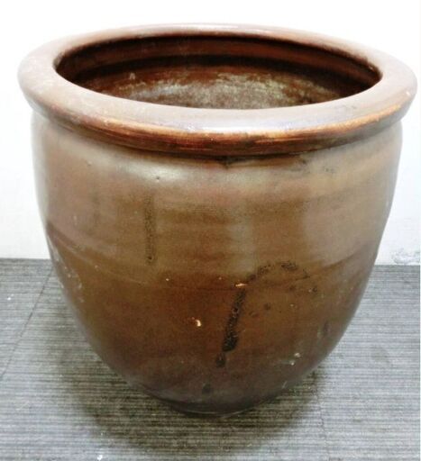 ②壺　陶器　水がめ　置物　茶道具　茶壺　骨董品　時代物　メダカ鉢　金魚鉢　植木鉢　陶磁器　睡蓮鉢 古民家　レトロ