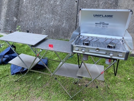 ユニフレーム US-1900  ユニフレームキッチンスタンド　キッチンテーブル  車中泊　キャンプ　ソロキャンプ シングルバーナー　モンベル　　ベルモント　コールマン　スノーピーク　ユニフレーム　チャムス ロゴス　アウトドア　SOTO ゆるキャン　キャンプ用品　キャンプ用品