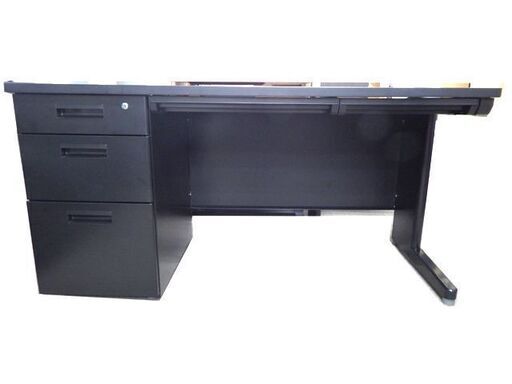 新札幌 LOOKITオフィスデスク 事務用デスク ブラック系 LKD-147B 幅140cm×奥行70cm×高さ70cm No.2769