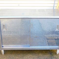 アジャスト付き ステンレス作業台 調理台 扉付き W120 D50 H80
