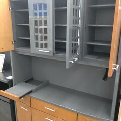 「ジモティー見た」で5％OFF！【ダイニングボード】ダイニングボード ニトリ キッチンボード レンジボード 食器棚 :ブラウン✕グレー