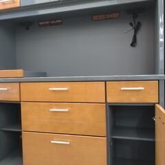 「ジモティー見た」で5％OFF！【ダイニングボード】ダイニングボード ニトリ キッチンボード レンジボード 食器棚 :ブラウン✕グレー