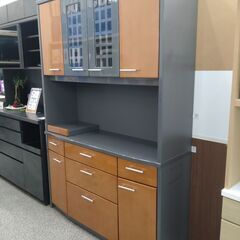 「ジモティー見た」で5％OFF！【ダイニングボード】ダイニングボード ニトリ キッチンボード レンジボード 食器棚 :ブラウン✕グレー