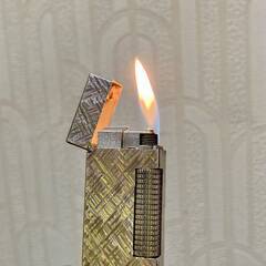 ダンヒル Dunhill ガスライター SWISS MADE 箱付 クロスカット 着火確認済