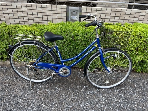 自転車ママチャリ27インチ青\n